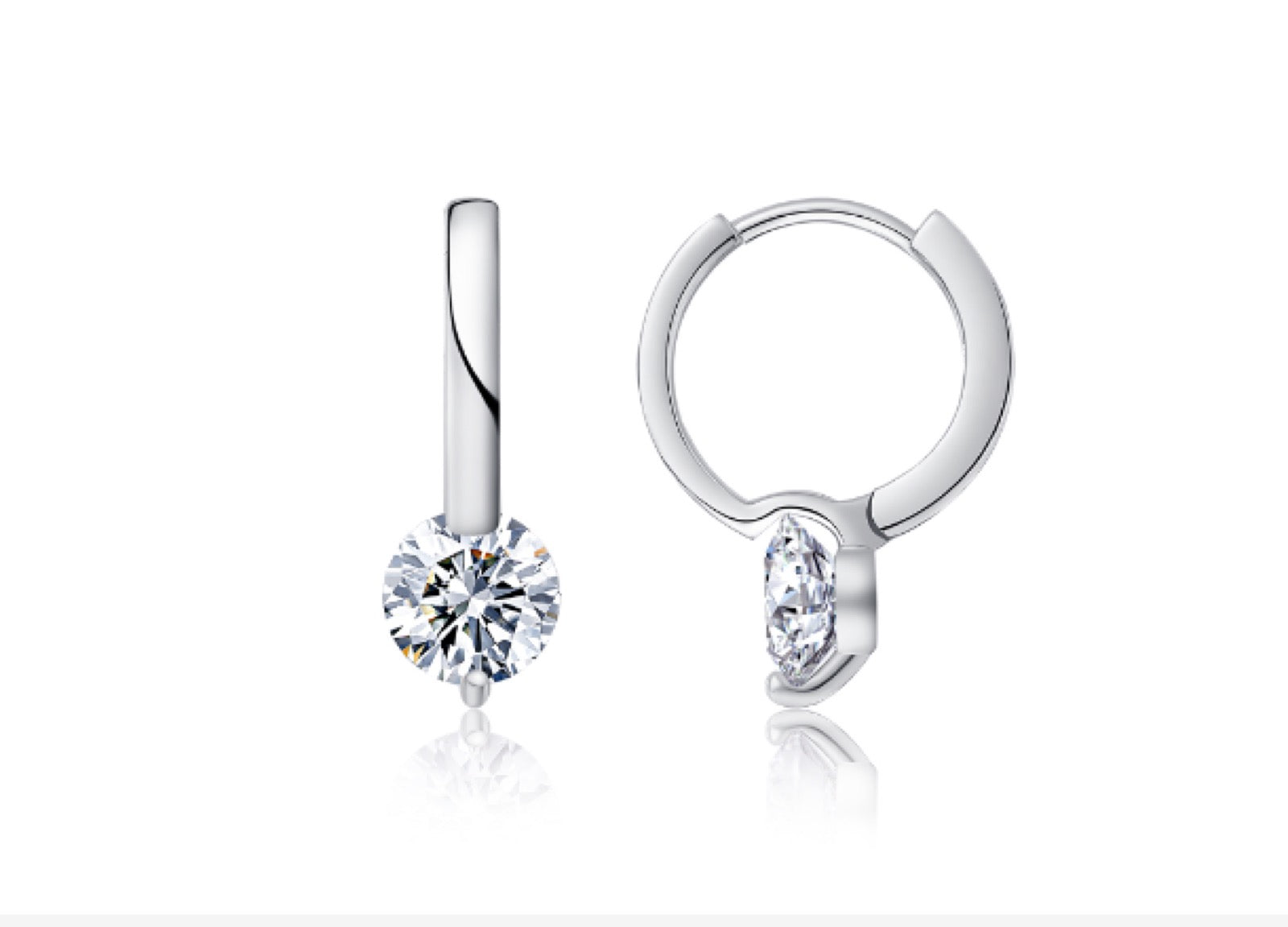 Swing Moissanite Drop Huggie Hoop Earrings in Sterling Silver