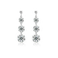 Stream Moissanite Three-Stone Drop Earrings in Sterling Silver