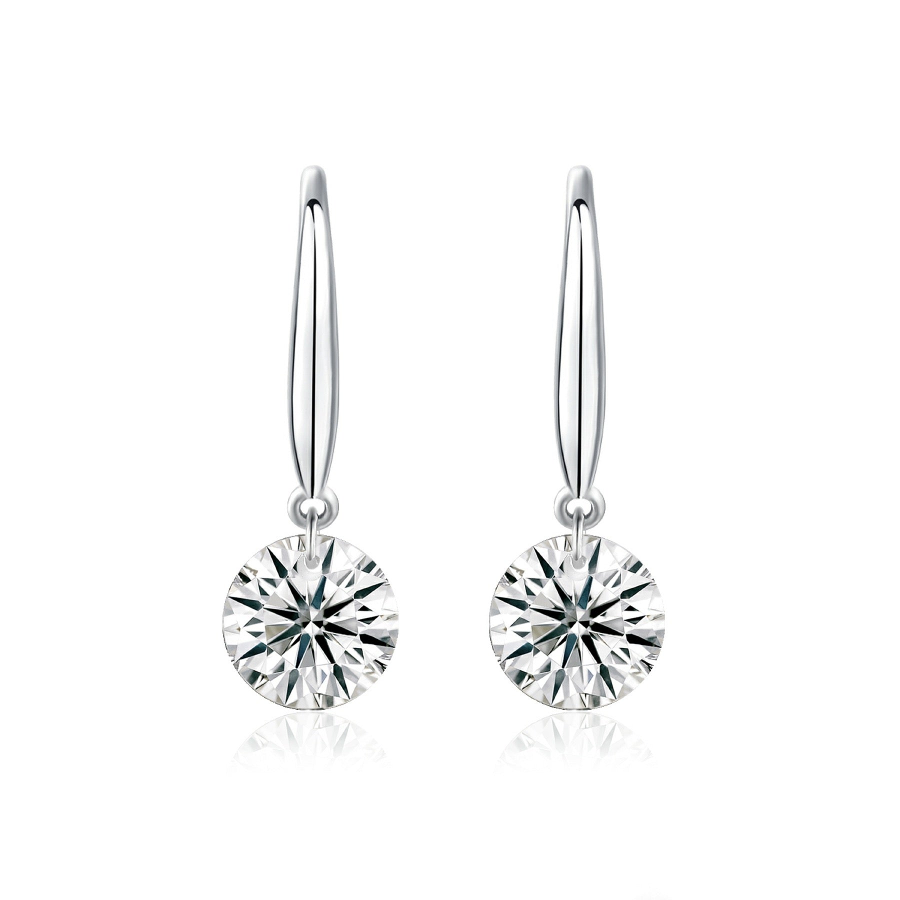 Rivulet Moissanite Three-Stone Drop Earrings in Sterling Silver