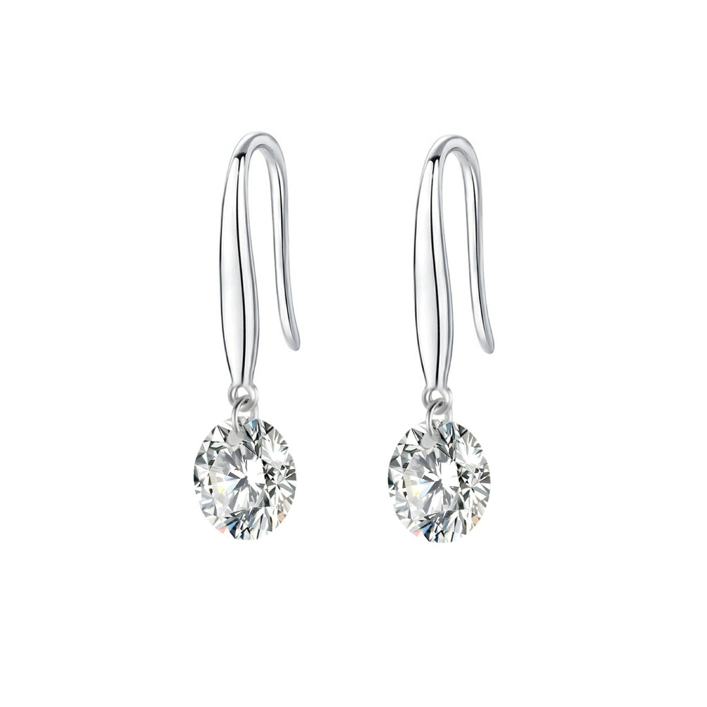 Rivulet Moissanite Three-Stone Drop Earrings in Sterling Silver