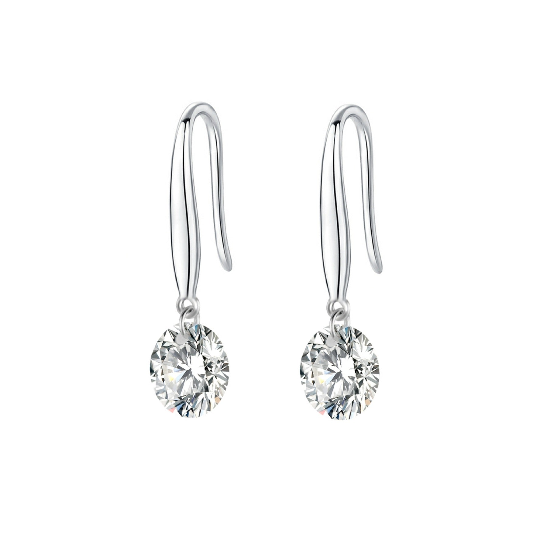 Rivulet Moissanite Three-Stone Drop Earrings in Sterling Silver