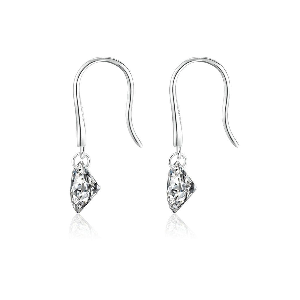 Rivulet Moissanite Three-Stone Drop Earrings in Sterling Silver