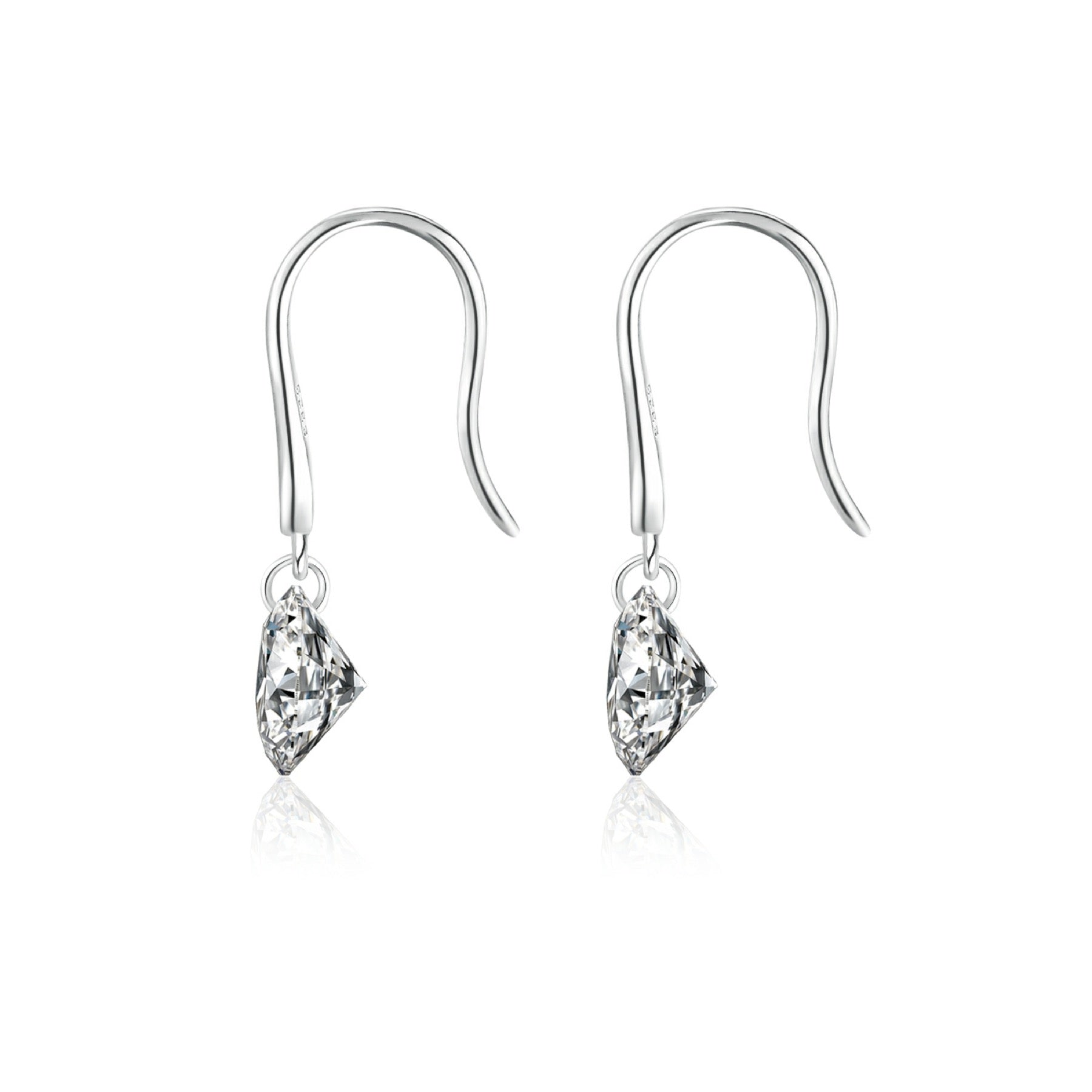 Rivulet Moissanite Three-Stone Drop Earrings in Sterling Silver