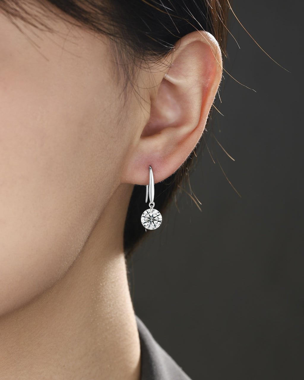 Rivulet Moissanite Three-Stone Drop Earrings in Sterling Silver