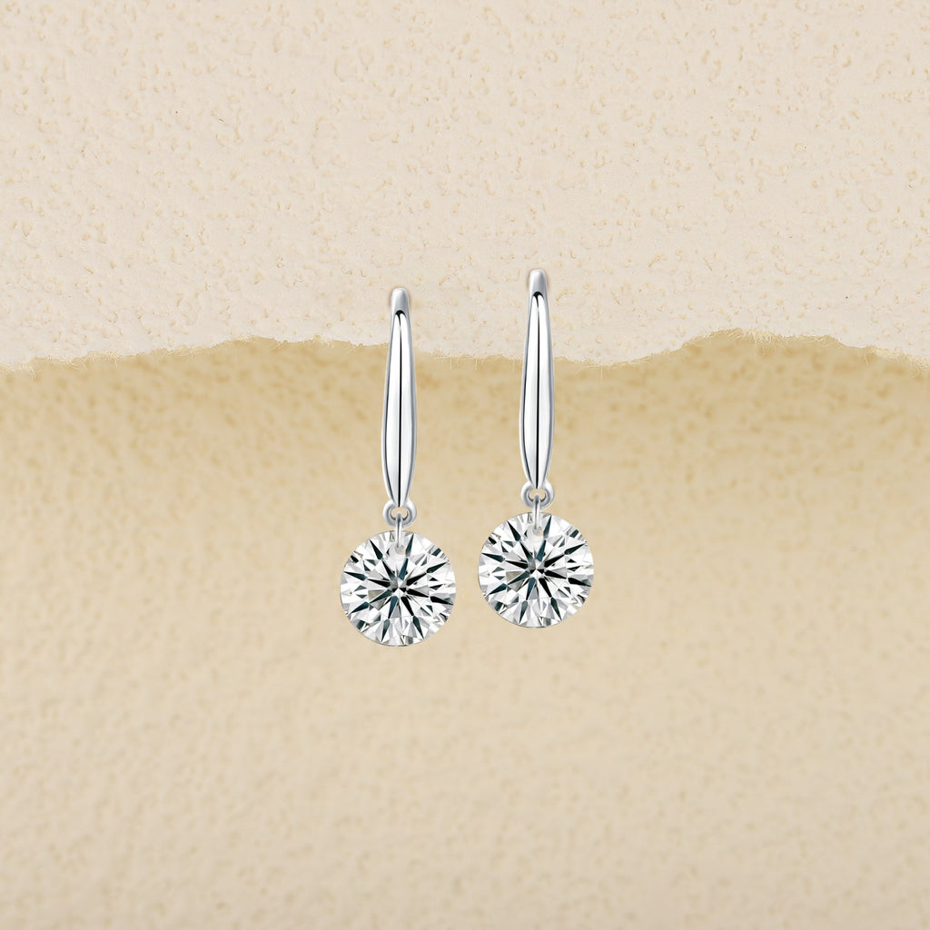 Rivulet Moissanite Three-Stone Drop Earrings in Sterling Silver