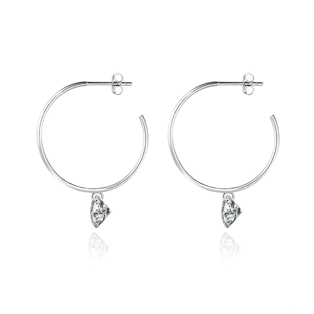Suspend Moissanite Hoop Drop Earrings in Sterling Silver