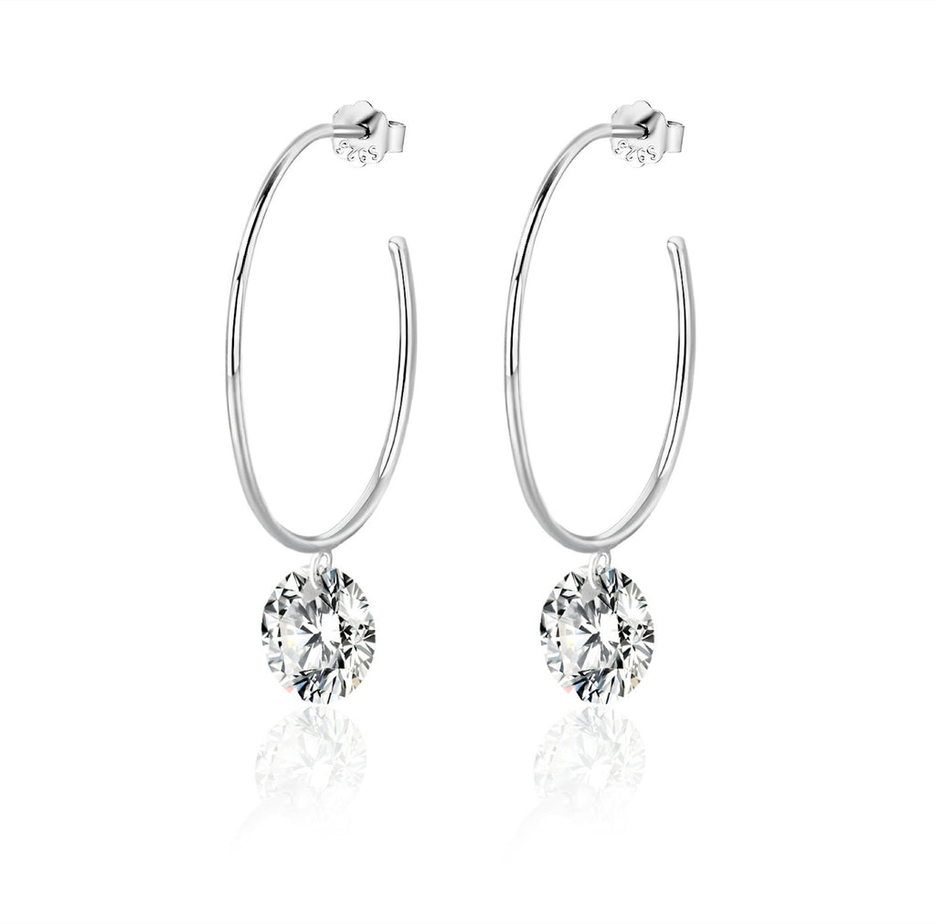 Suspend Moissanite Hoop Drop Earrings in Sterling Silver