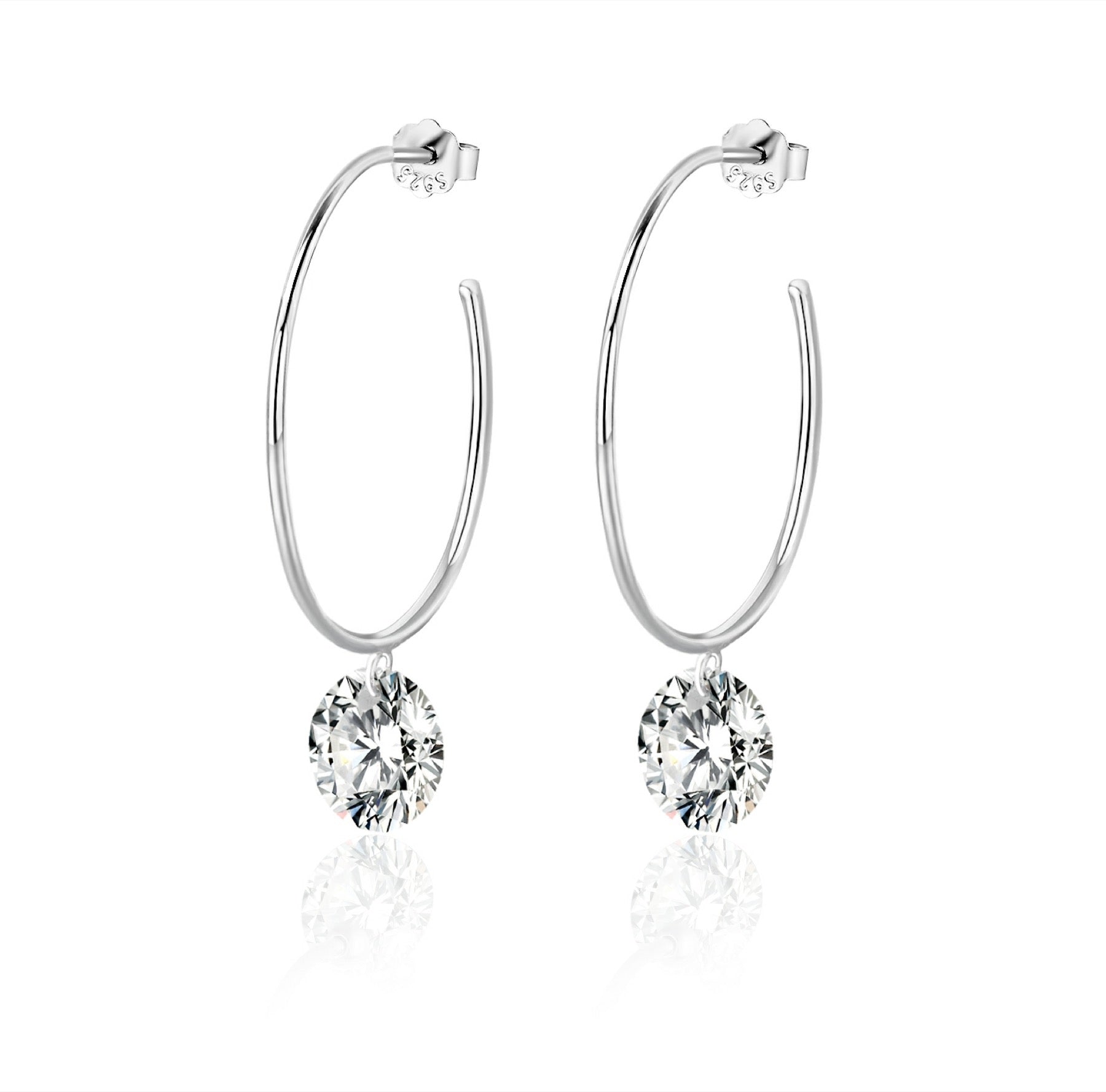 Suspend Moissanite Hoop Drop Earrings in Sterling Silver