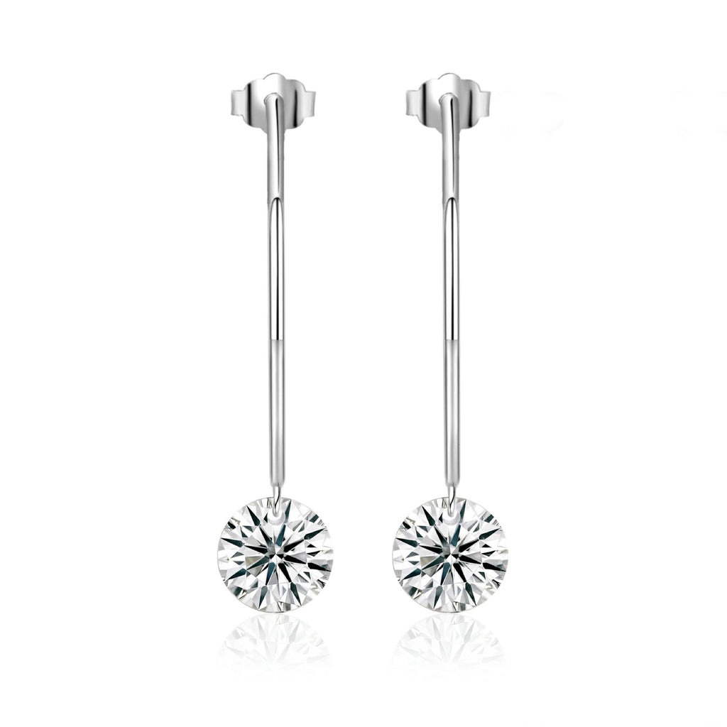 Suspend Moissanite Hoop Drop Earrings in Sterling Silver