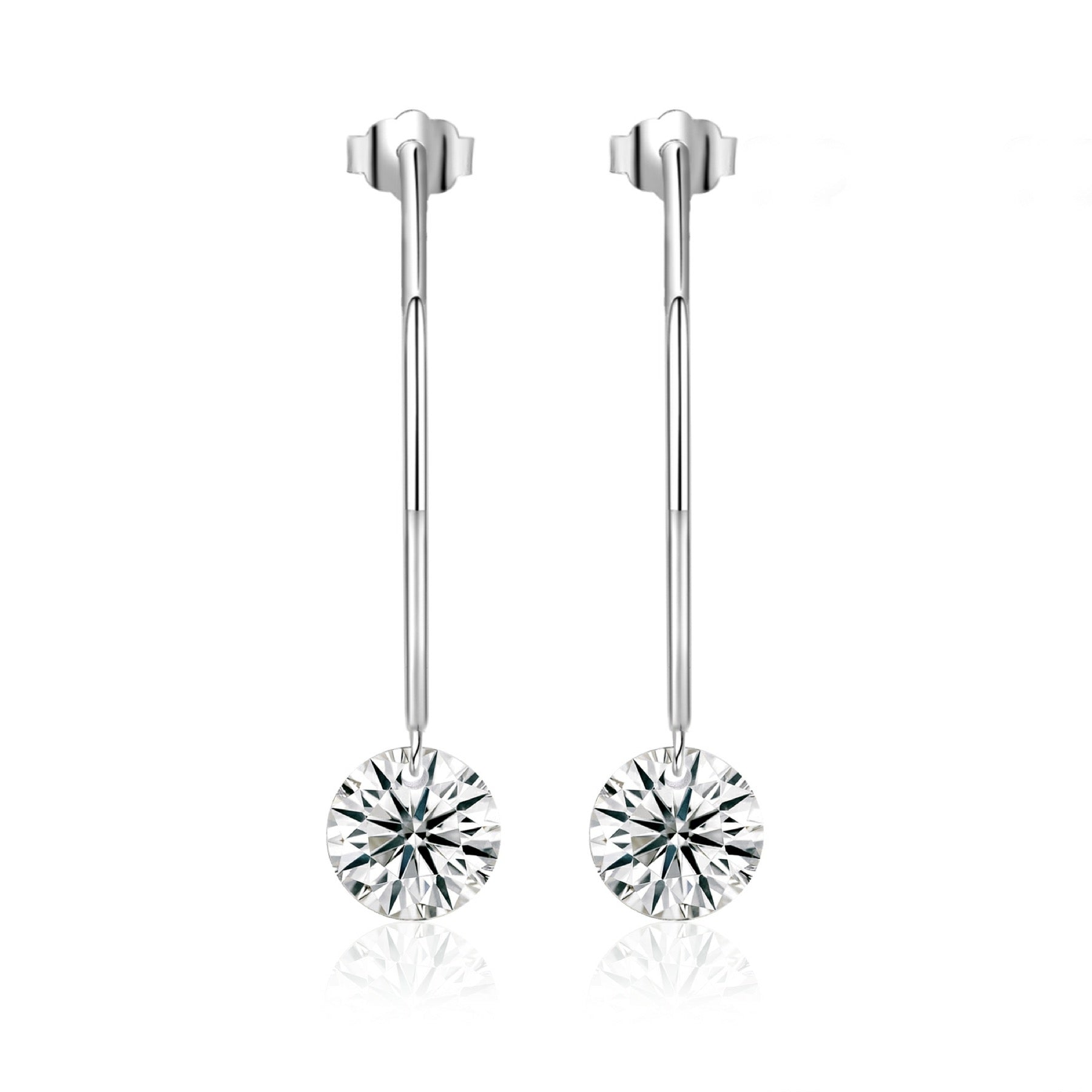 Suspend Moissanite Hoop Drop Earrings in Sterling Silver