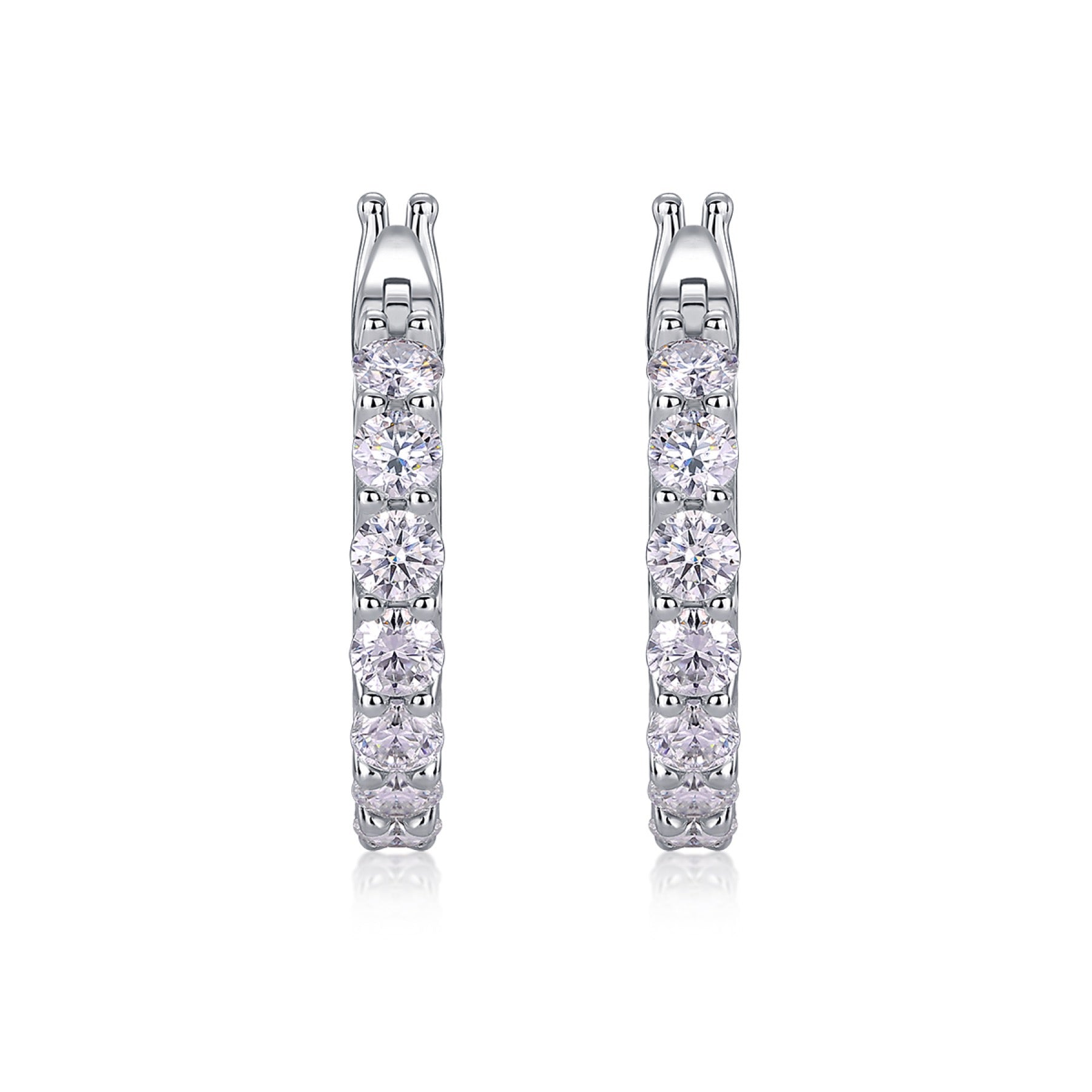 Filigree Moissanite Huggie Hoop Earrings in Sterling Silver