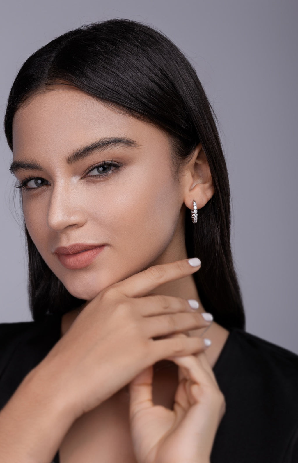 Filigree Moissanite Huggie Hoop Earrings in Sterling Silver