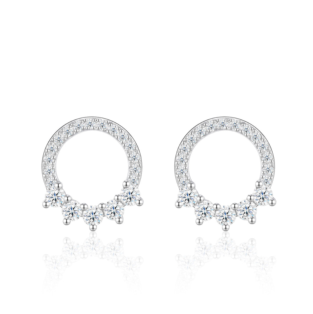 Encircle Moissanite Circle Drop Huggie Earrings in Sterling Silver