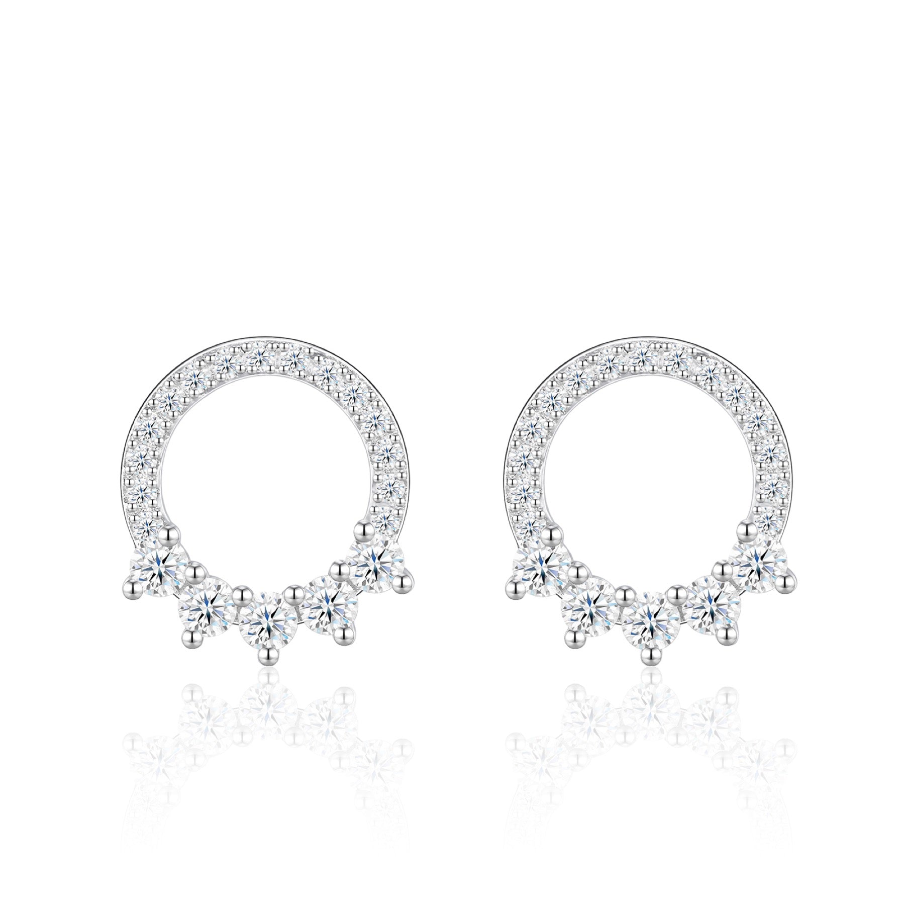 Encircle Moissanite Circle Drop Huggie Earrings in Sterling Silver