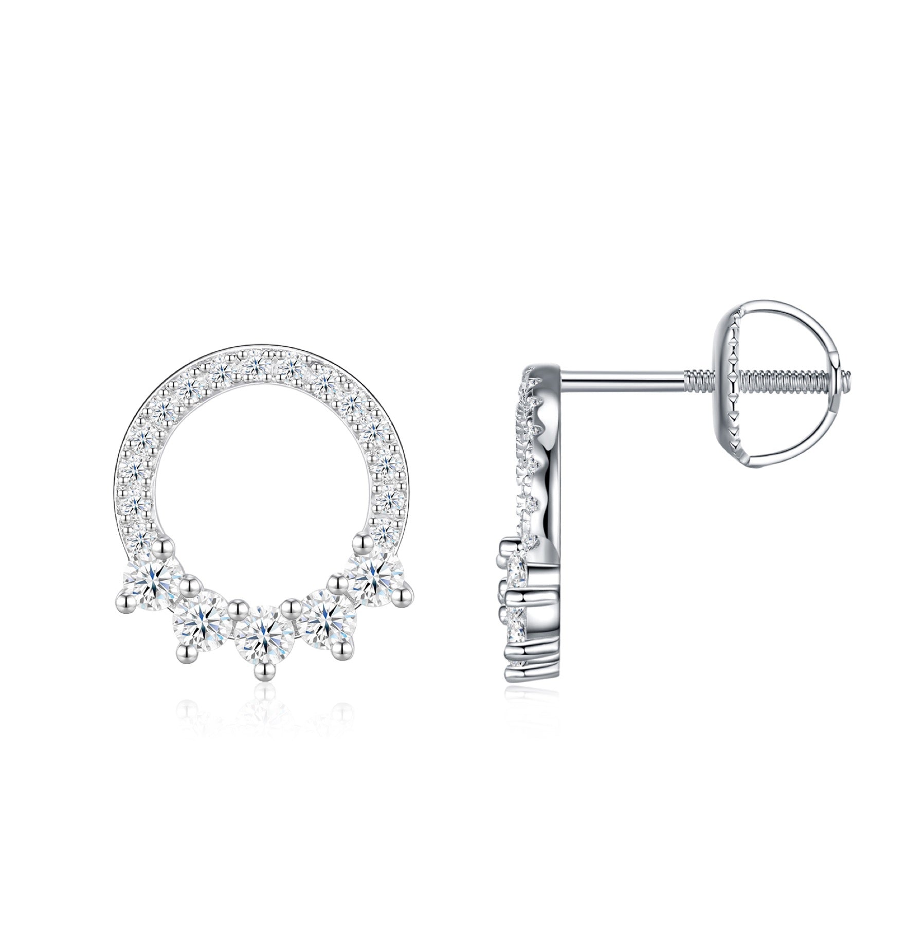 Encircle Moissanite Circle Drop Huggie Earrings in Sterling Silver