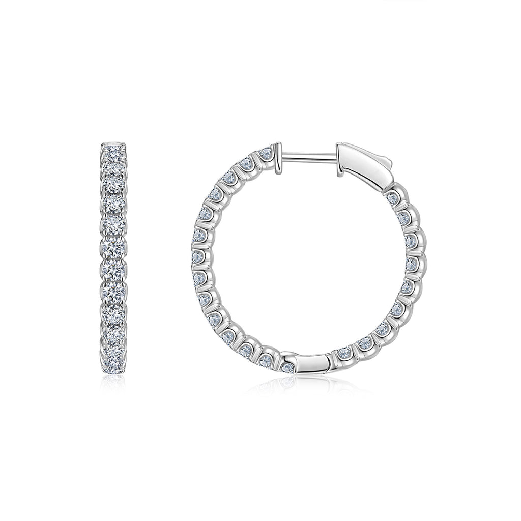 Aureo Moissanite Hoop Earrings in Sterling Silver