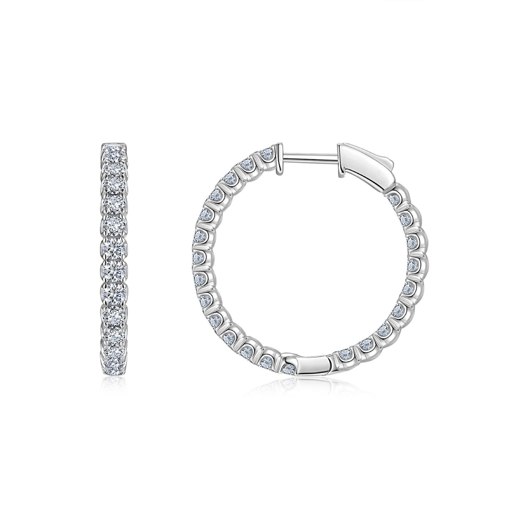 Aureo Moissanite Hoop Earrings in Sterling Silver