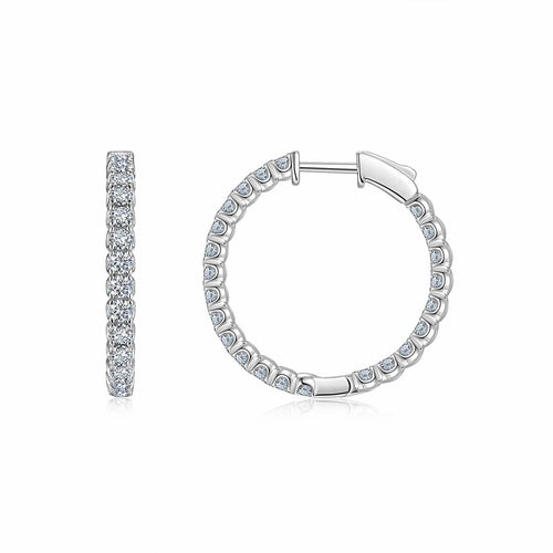Aureo Moissanite Hoop Earrings in Sterling Silver