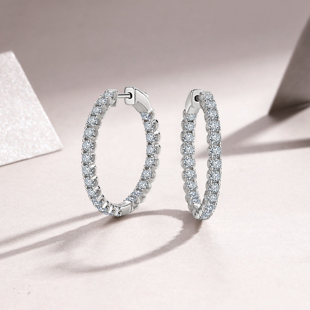 Aureo Moissanite Hoop Earrings in Sterling Silver