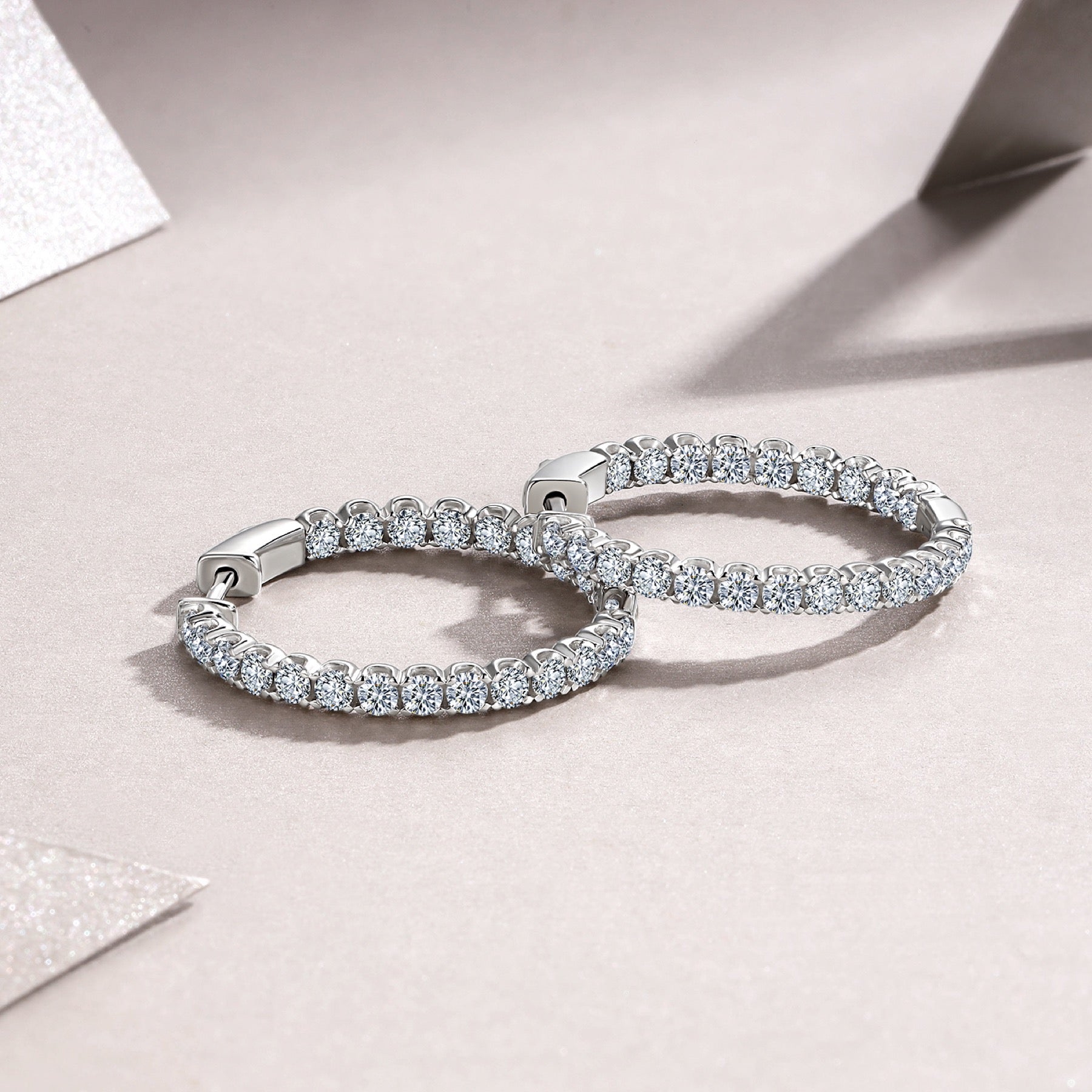 Aureo Moissanite Hoop Earrings in Sterling Silver