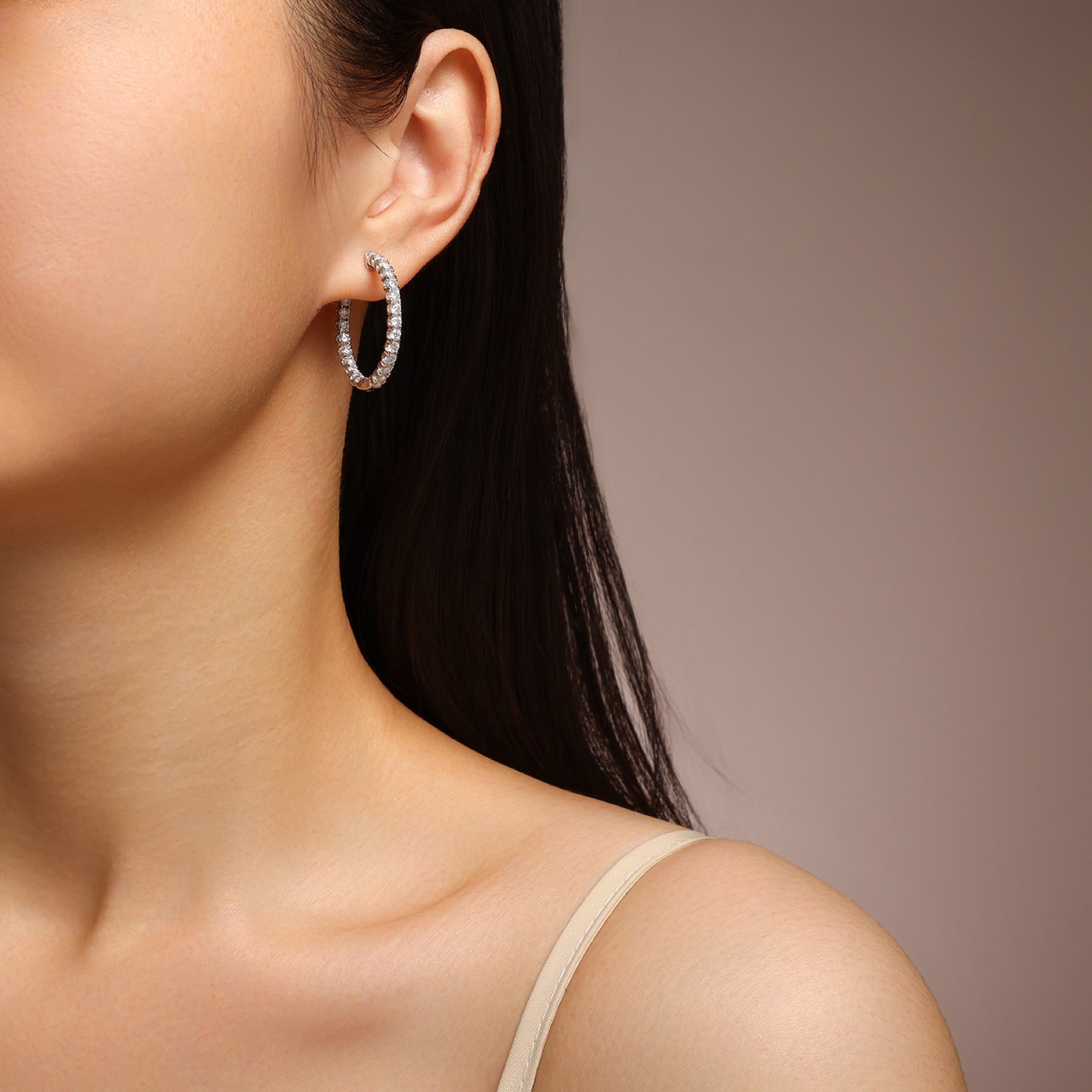 Aureo Moissanite Hoop Earrings in Sterling Silver