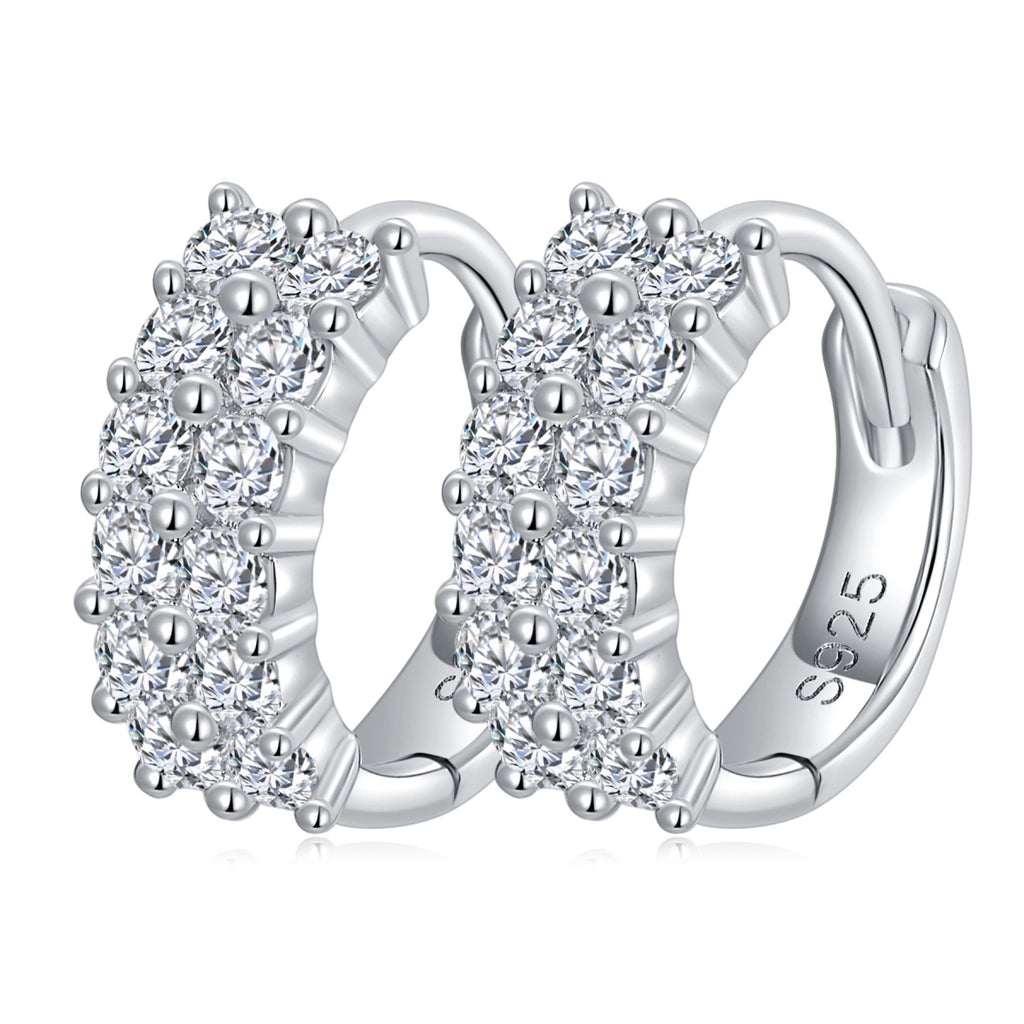 Tribeca Moissanite Huggie Hoop Earrings in Sterling Silver