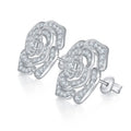 Camellia Moissanite Flower Stud Earrings in Sterling Silver