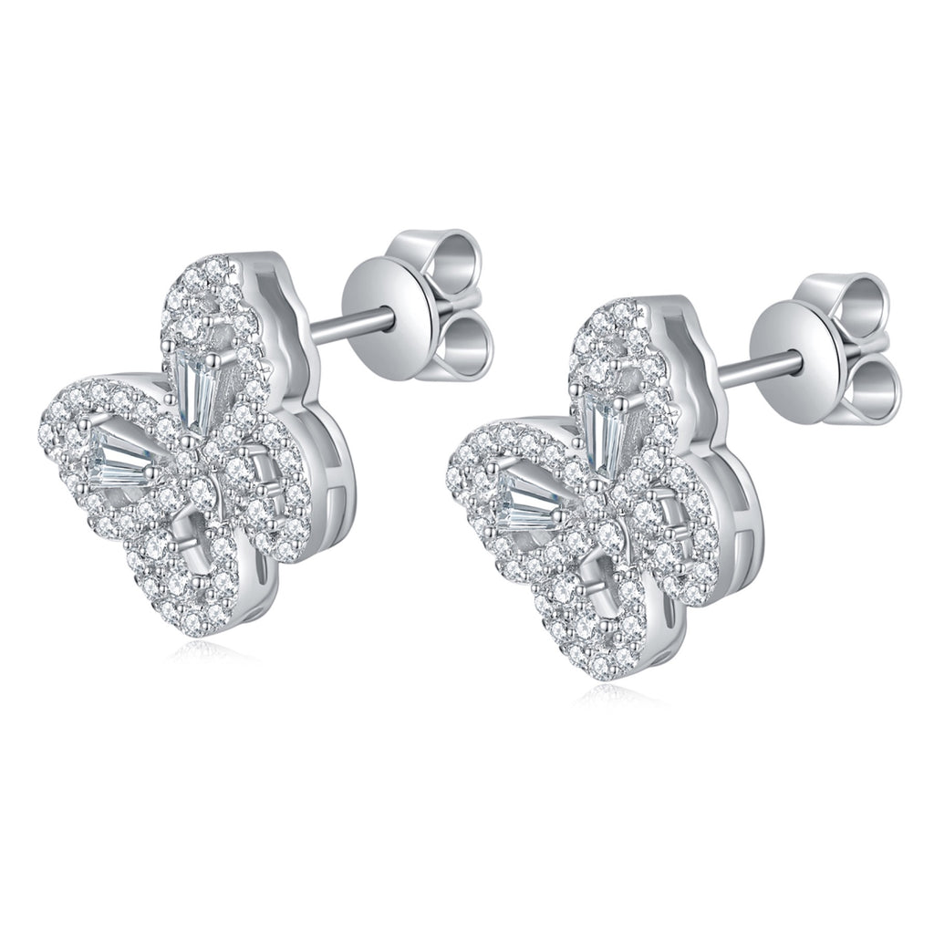 Monarch Moissanite Butterfly Stud Earrings in Sterling Silver