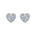 Adora Moissanite Heart Halo Stud Earrings in Sterling Silver