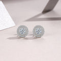 Solaria Moissanite Halo Stud Earrings in Sterling Silver