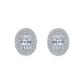 Olivia Moissanite Oval Halo Stud Earrings in Sterling Silver