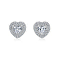 Cherie Moissanite Heart Halo Stud Earrings in Sterling Silver