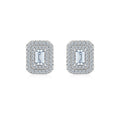 Emeraude Moissanite Emerald Halo Stud Earrings in Sterling Silver