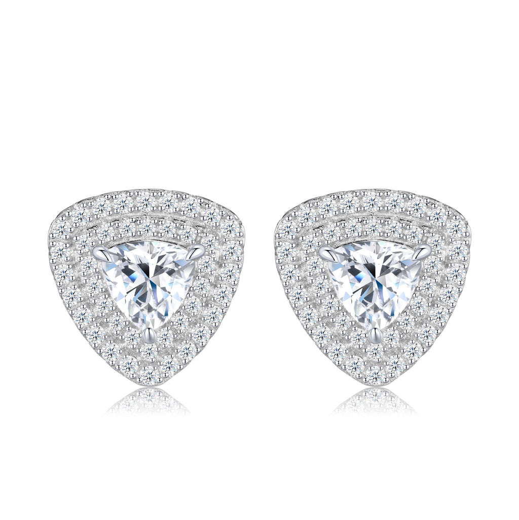 Trillia Moissanite Halo Stud Earrings in Sterling Silver