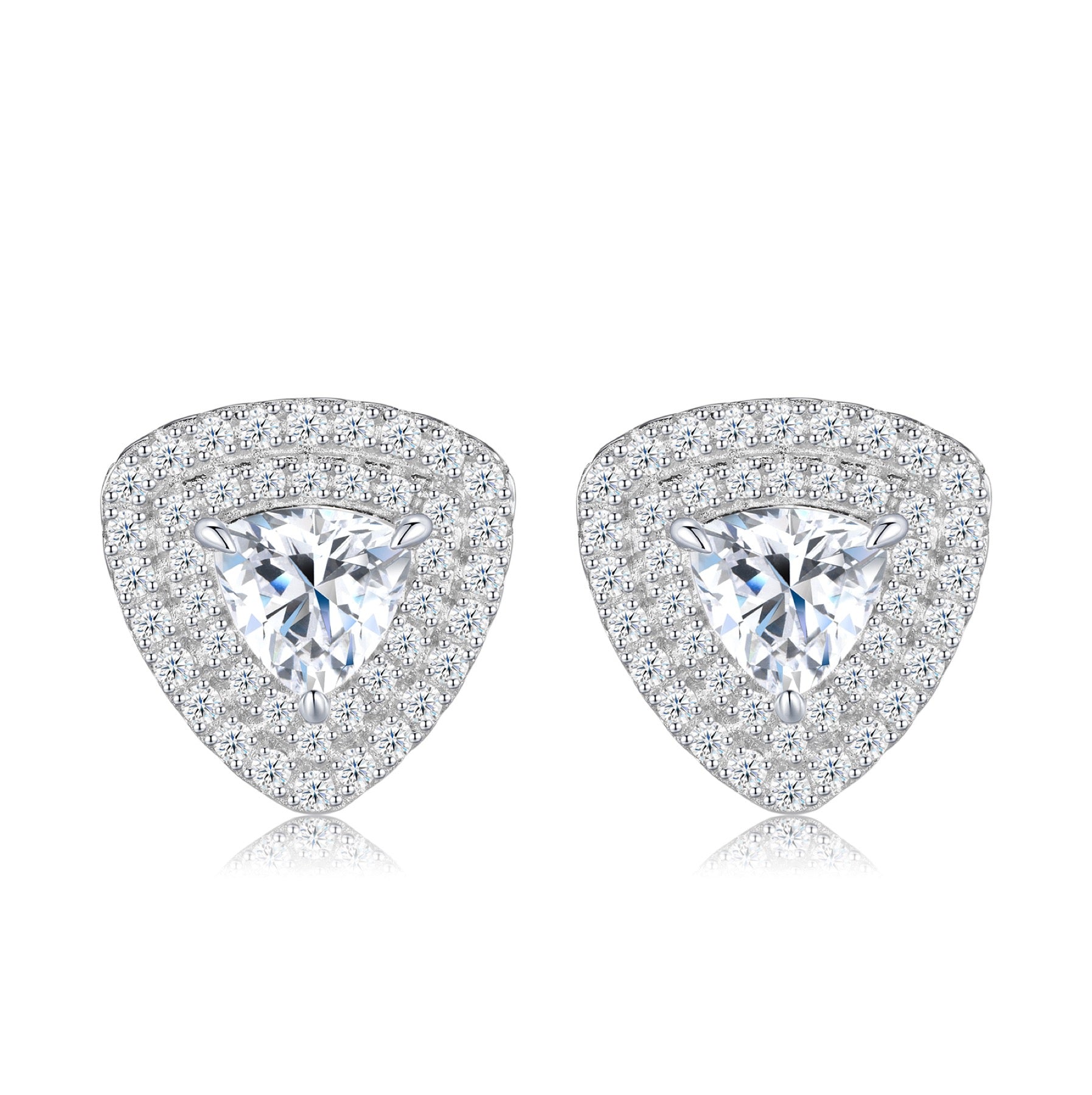 Trillia Moissanite Halo Stud Earrings in Sterling Silver