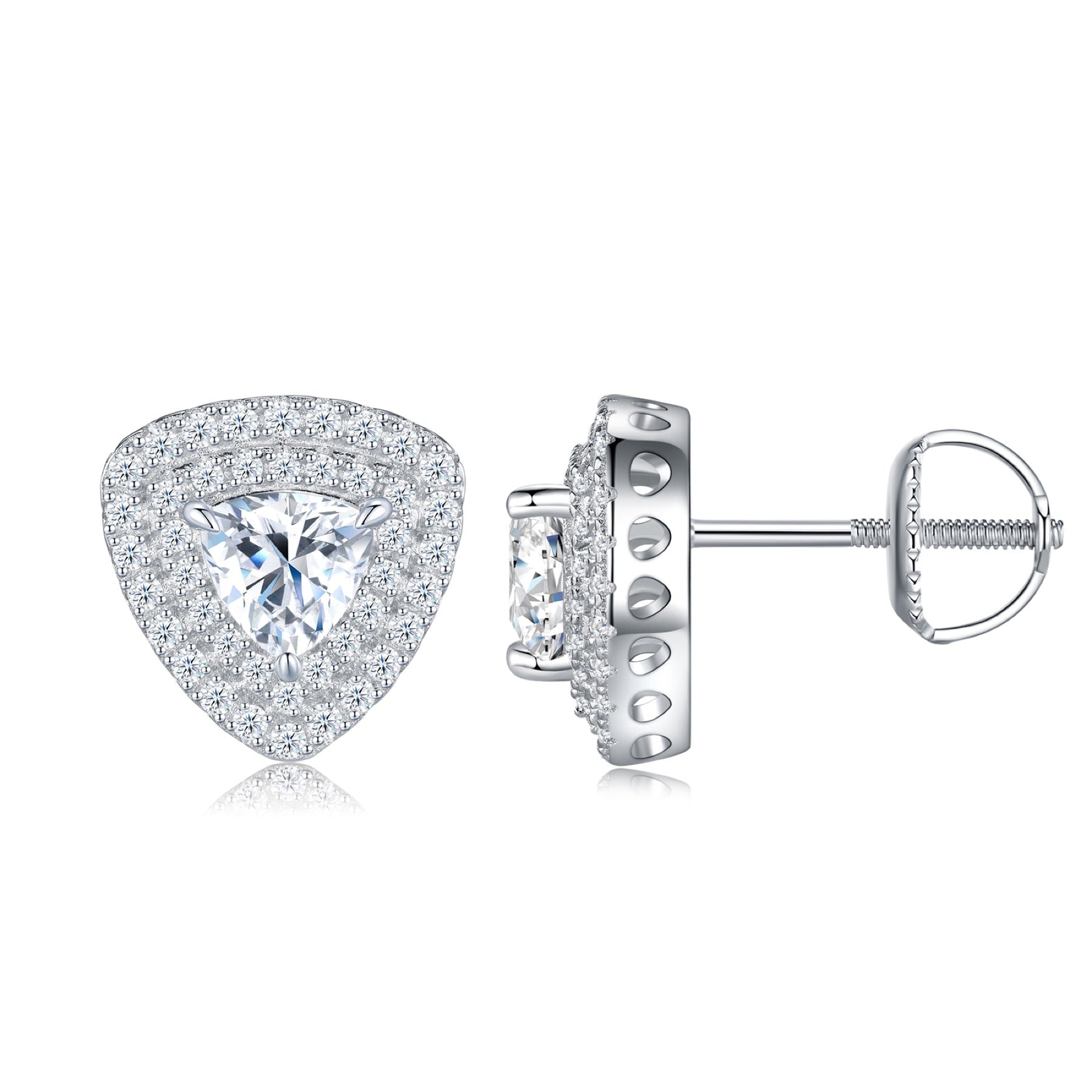 Trillia Moissanite Halo Stud Earrings in Sterling Silver