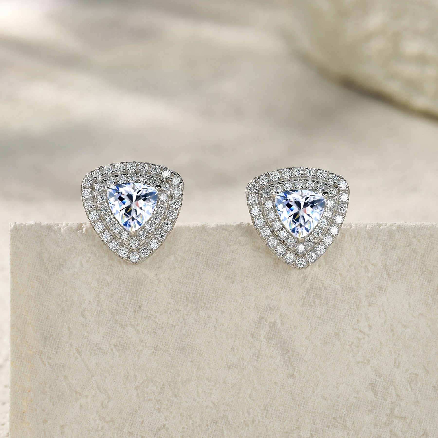 Trillia Moissanite Halo Stud Earrings in Sterling Silver