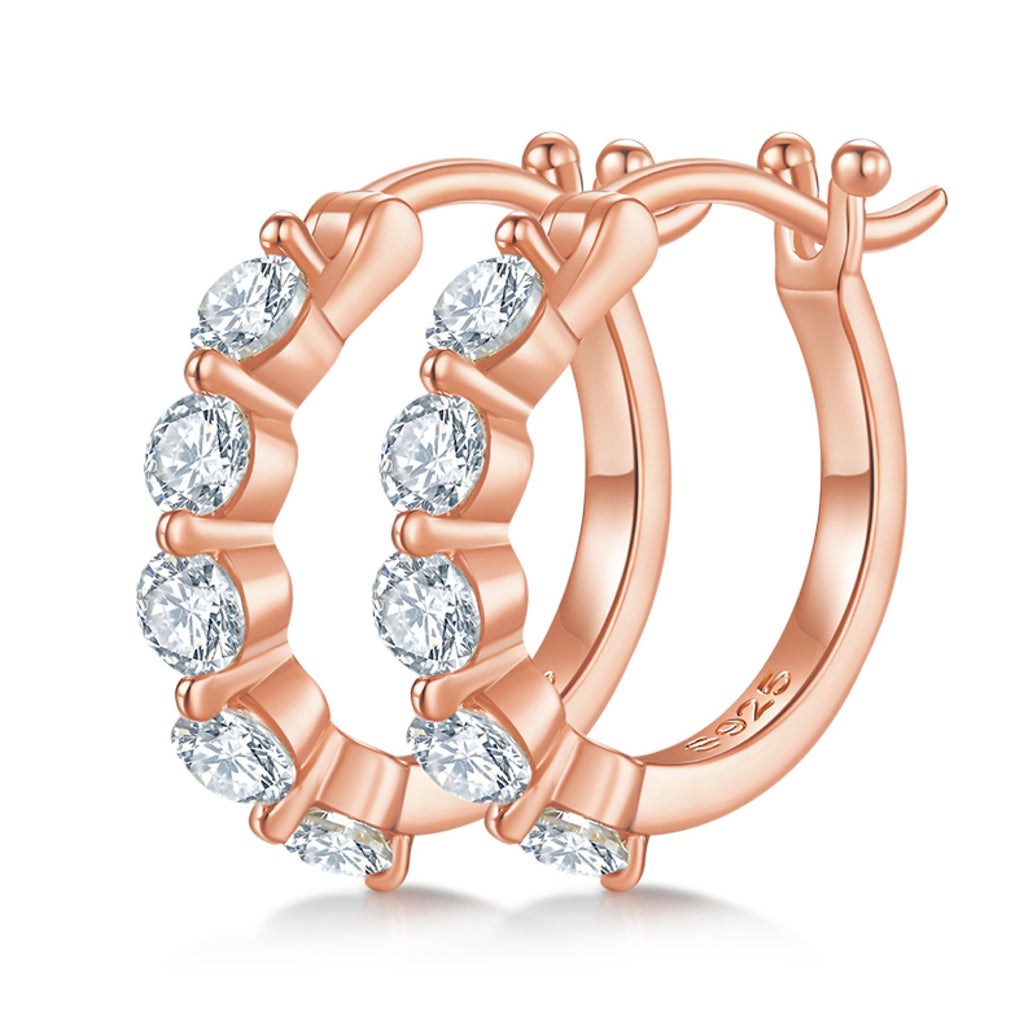 Crisscross Moissanite Huggie Hoop Earrings in Sterling Silver