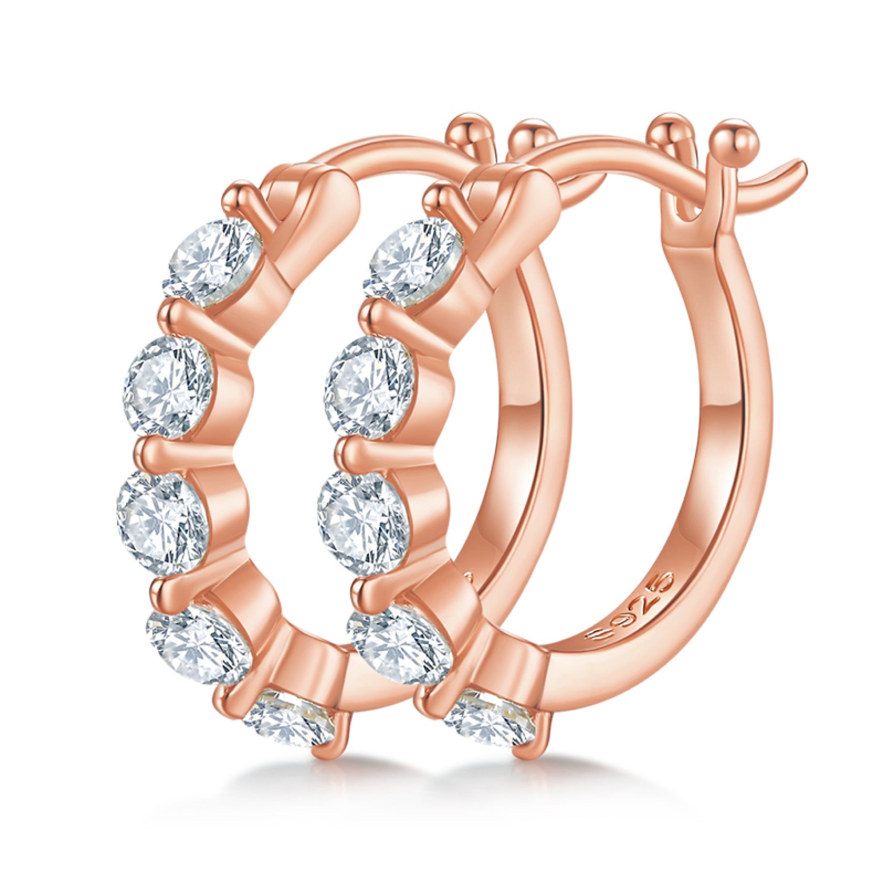 Crisscross Moissanite Huggie Hoop Earrings in Sterling Silver