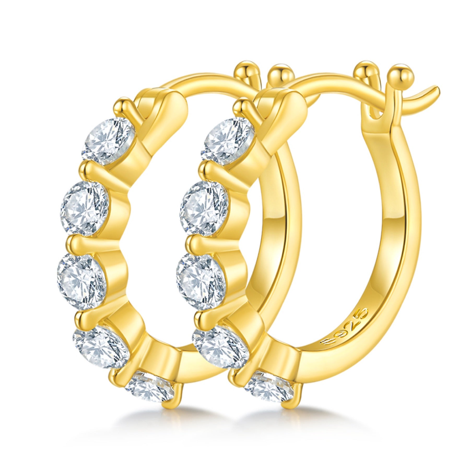 Crisscross Moissanite Huggie Hoop Earrings in Sterling Silver