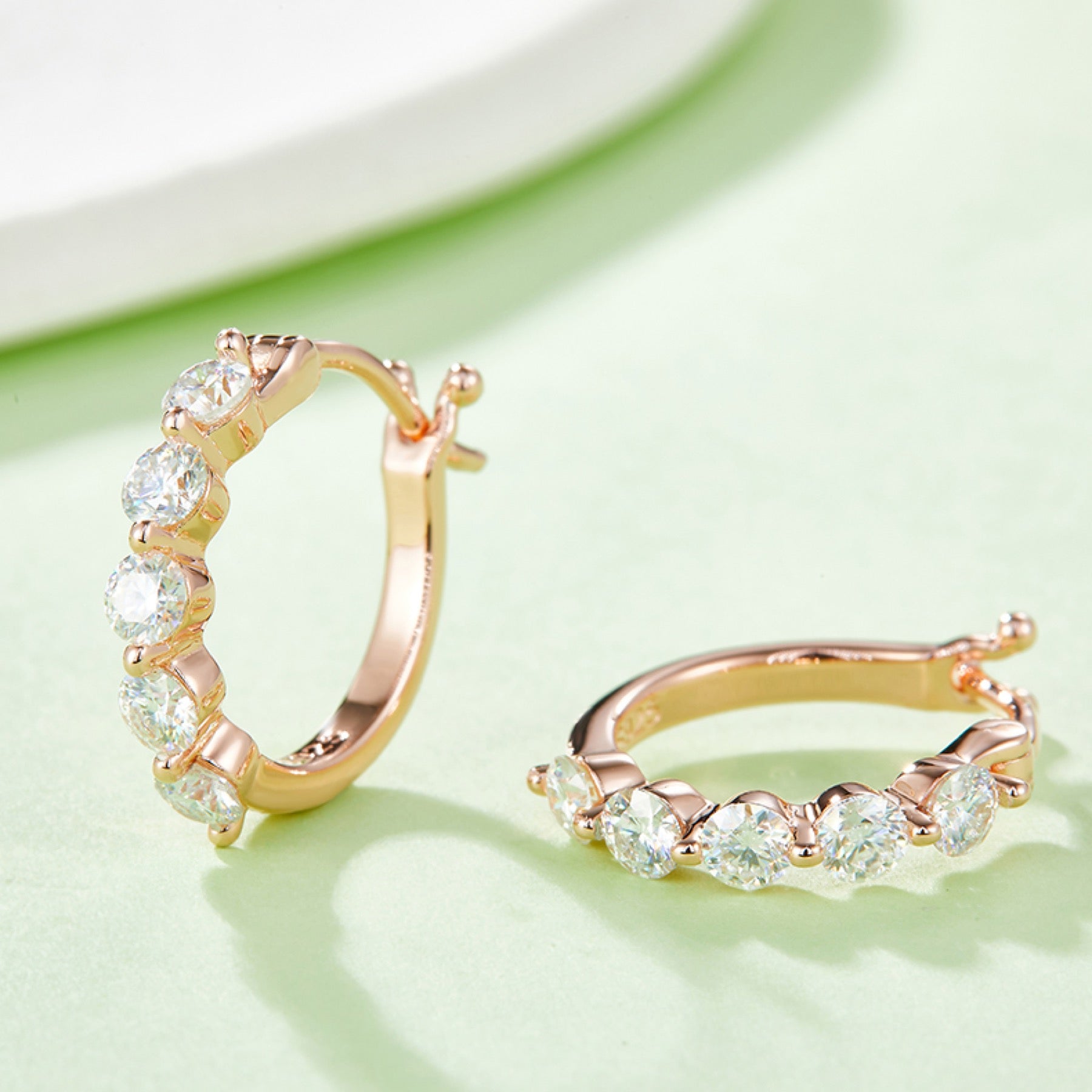 Crisscross Moissanite Huggie Hoop Earrings in Sterling Silver