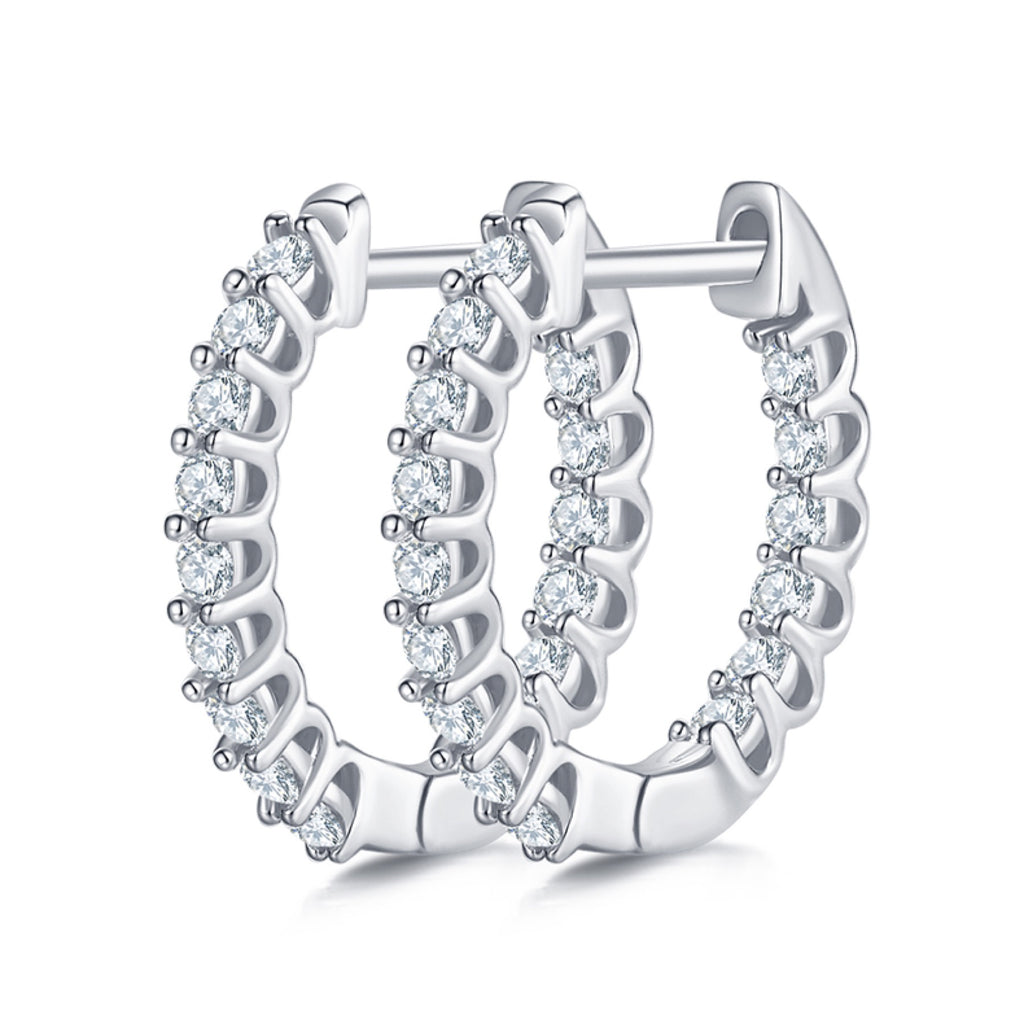 Line Moissanite Huggie Hoop Earrings in Sterling Silver