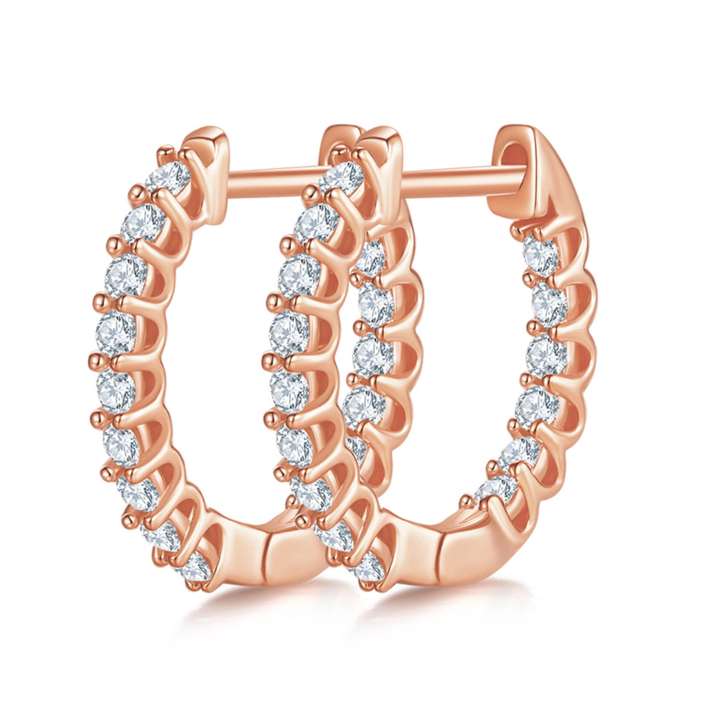 Line Moissanite Huggie Hoop Earrings in Sterling Silver