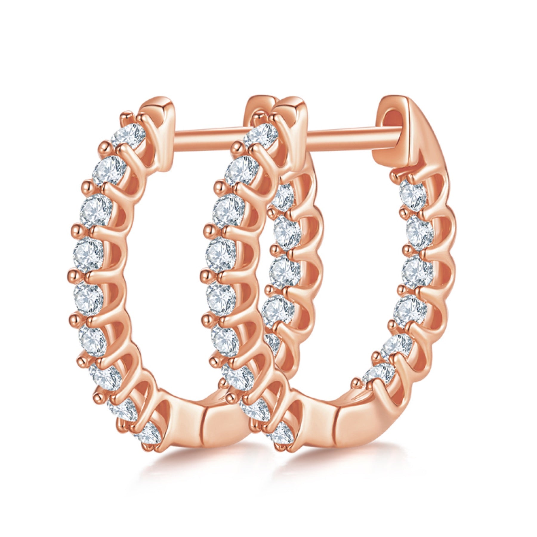 Line Moissanite Huggie Hoop Earrings in Sterling Silver