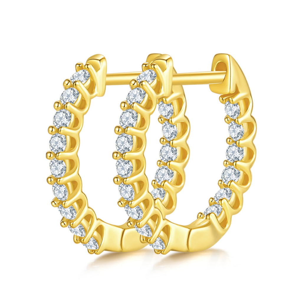 Line Moissanite Huggie Hoop Earrings in Sterling Silver