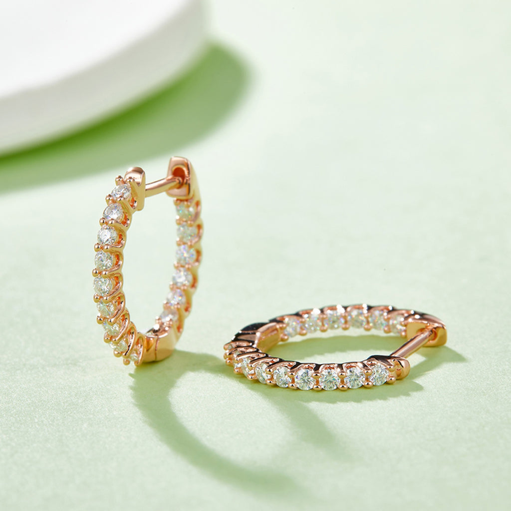 Line Moissanite Huggie Hoop Earrings in Sterling Silver