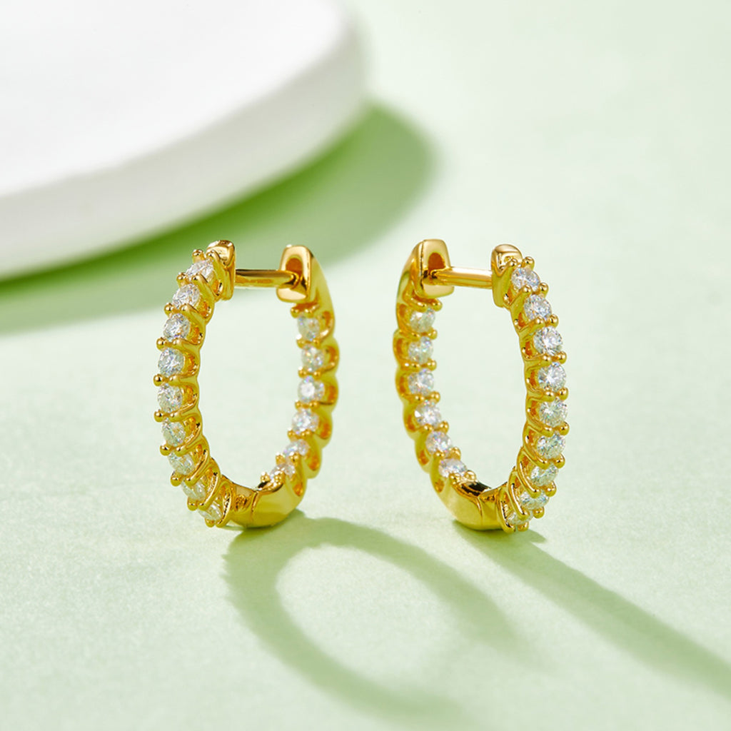 Line Moissanite Huggie Hoop Earrings in Sterling Silver