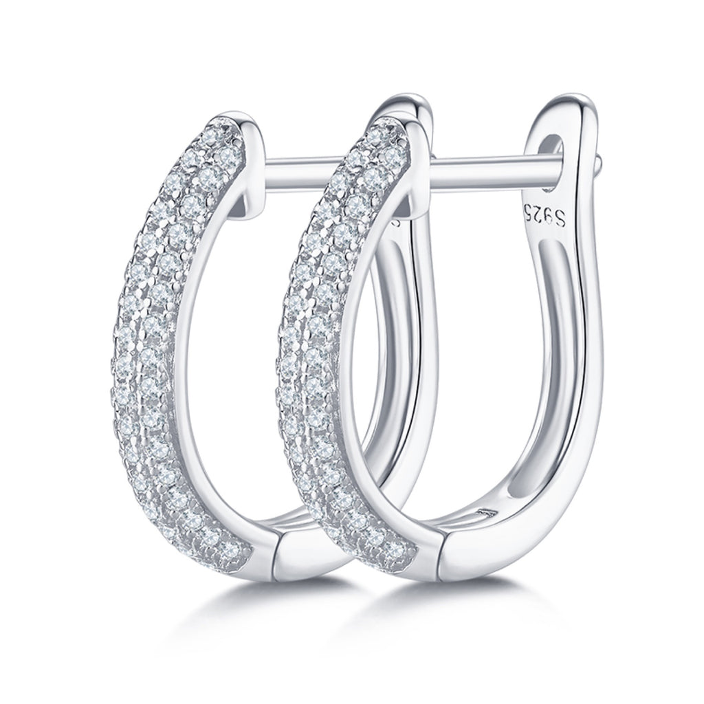 Vinca Moissanite Huggie Hoop Earrings in Sterling Silver