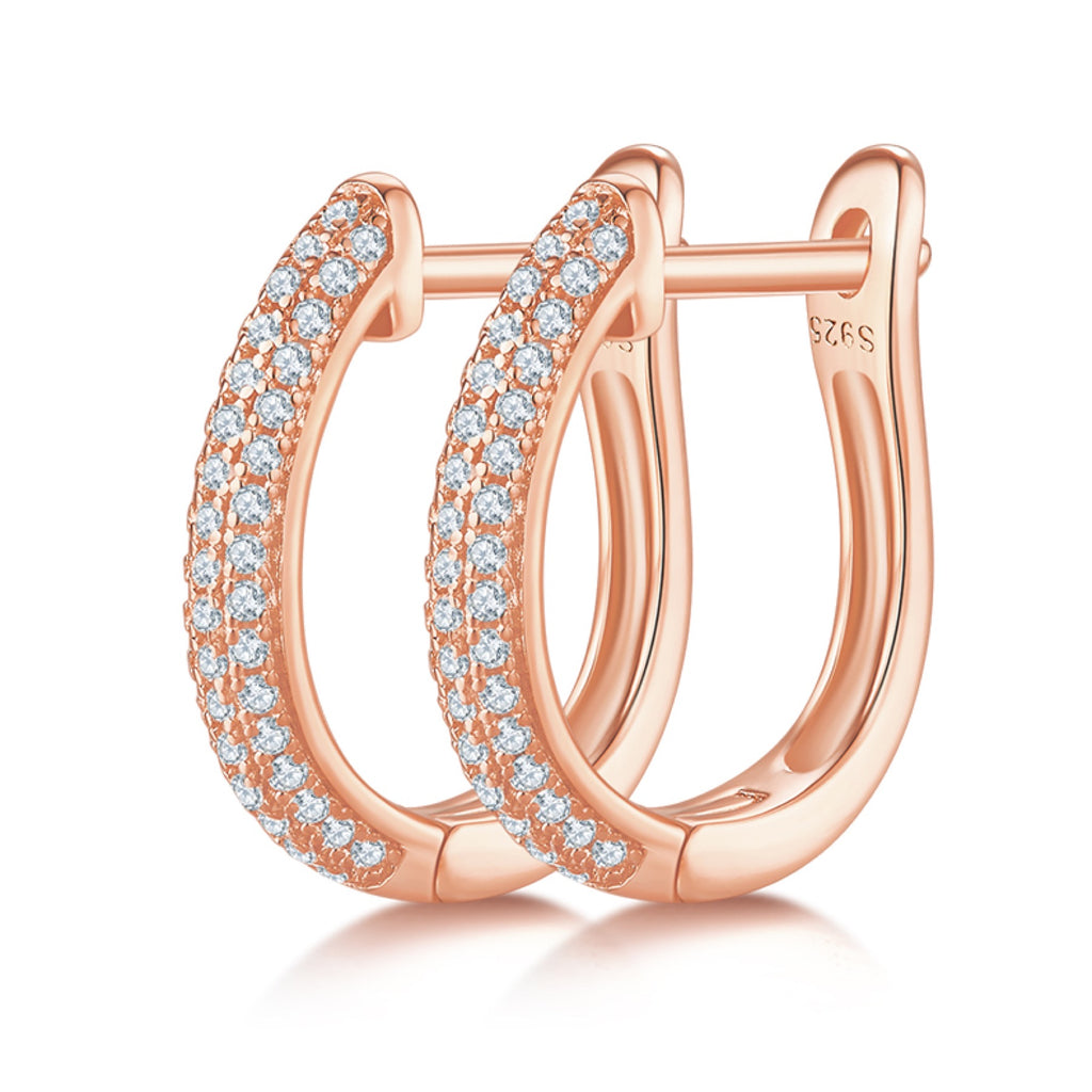 Vinca Moissanite Huggie Hoop Earrings in Sterling Silver
