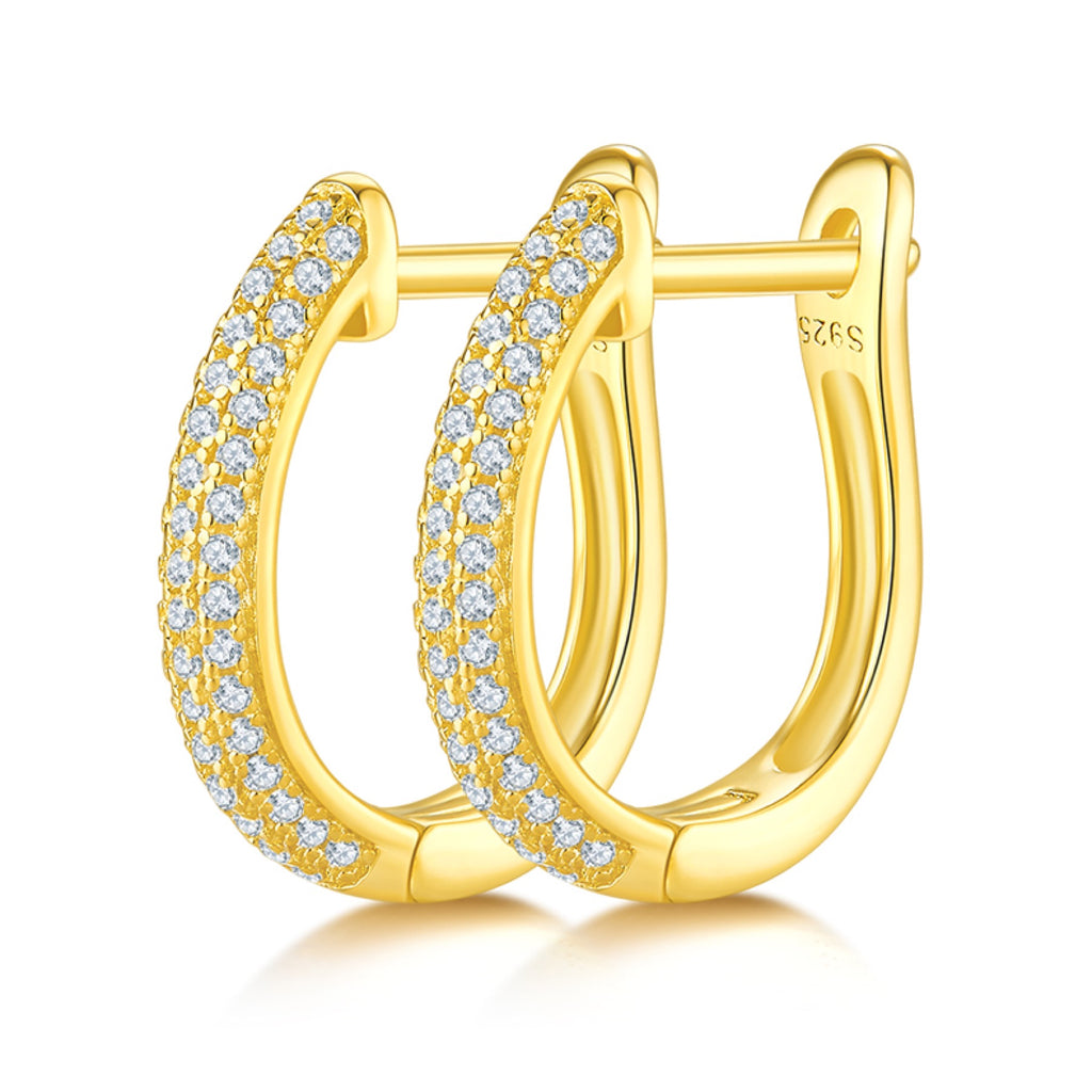 Vinca Moissanite Huggie Hoop Earrings in Sterling Silver